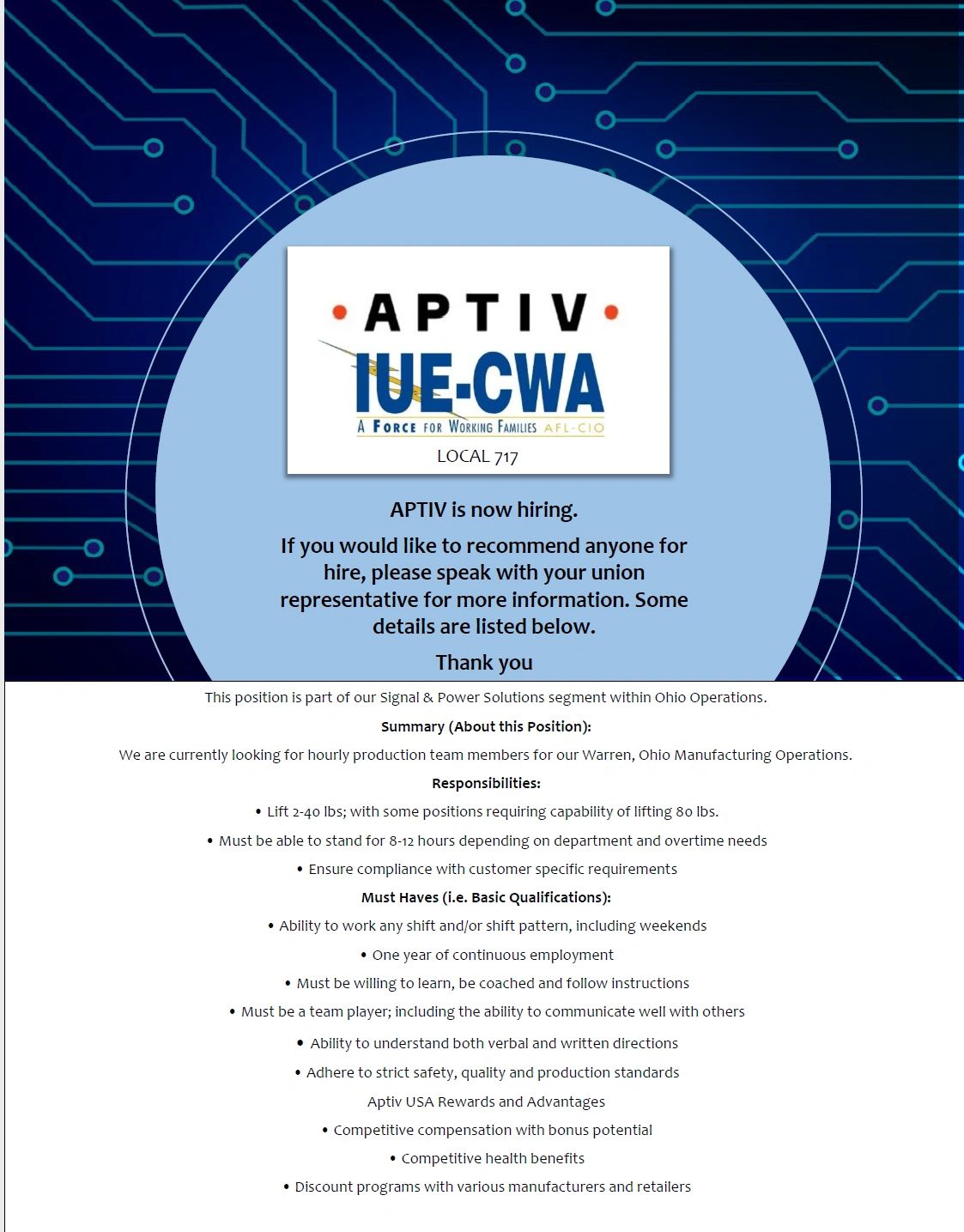 Aptiv Now Hiring